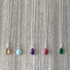 Korte ketting druppel hanger citrien amazoniet amethyst groene onyx 925 sterling zilver
