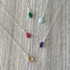 Korte ketting druppel hanger citrien amazoniet amethyst groene onyx 925 zilver