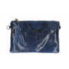 Leren uitgaanstas slangenprint jeans blauw