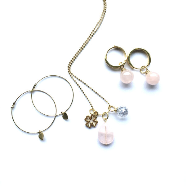 Sieraden set Rozenkwarts goud