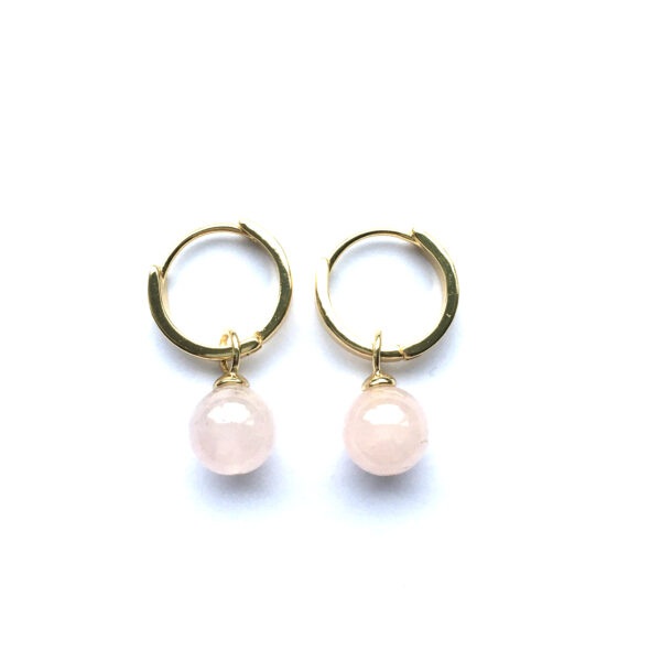 Sieraden set Rozenkwarts goud oorbellen